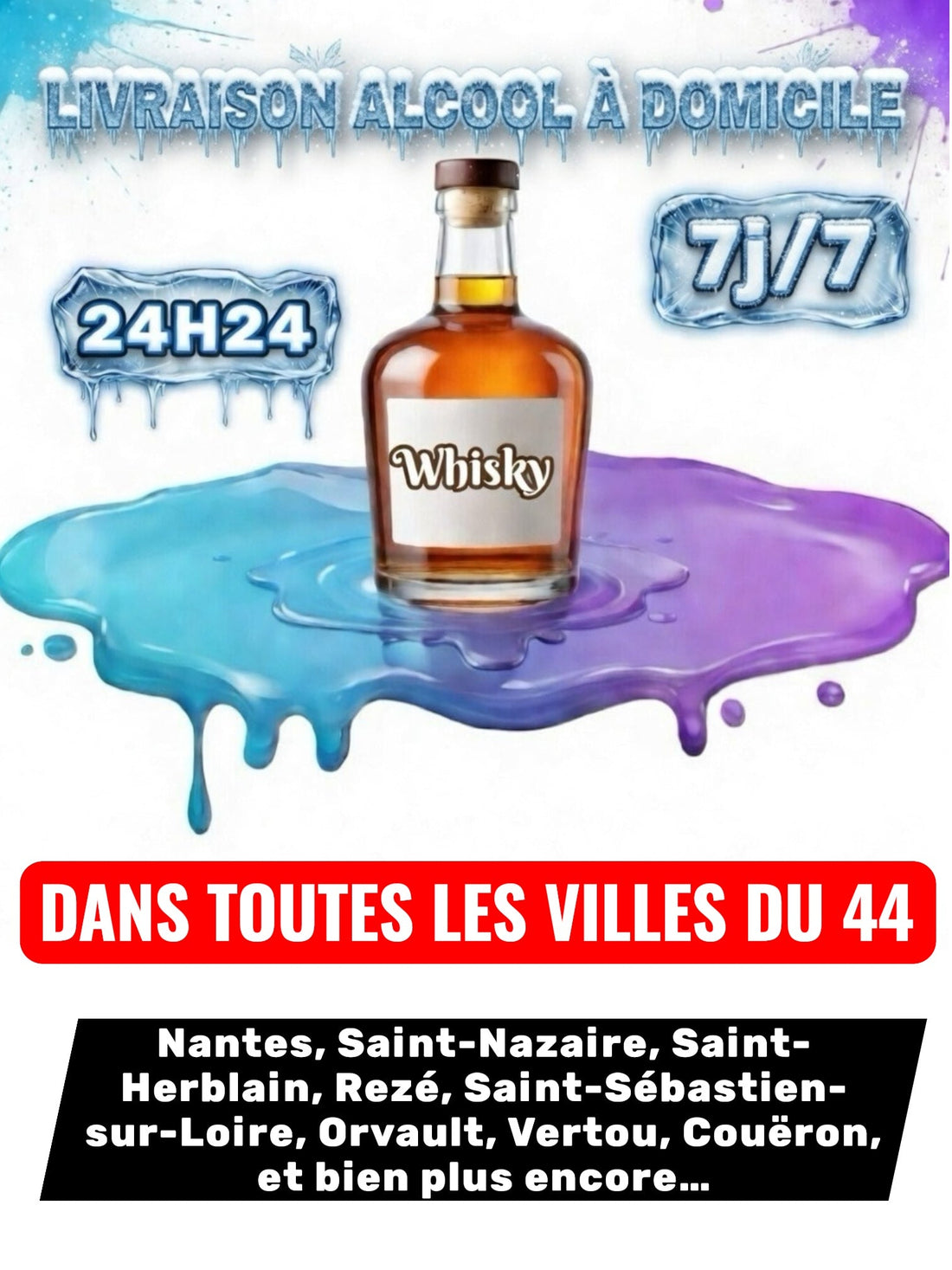 Livraison Alcool à Domicile Loire-Atlantique (44) 24h/24 7j/7 en moins de 30 minutes