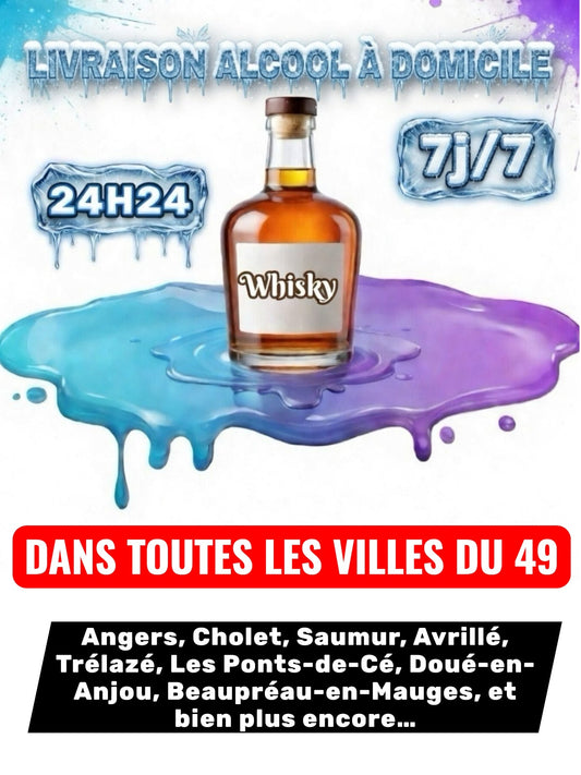 Livraison Alcool à Domicile Maine-et-Loire (49) 24h/24 7j/7 en moins de 30 minutes