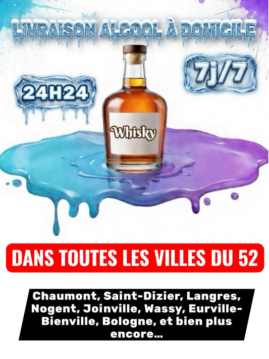 Livraison Alcool à Domicile Haute-Marne (52) 24h/24 7j/7 en moins de 30 minutes