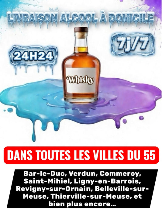 Livraison Alcool à Domicile Meuse 55 24h/24 7j/7 en moins de 30 minutes