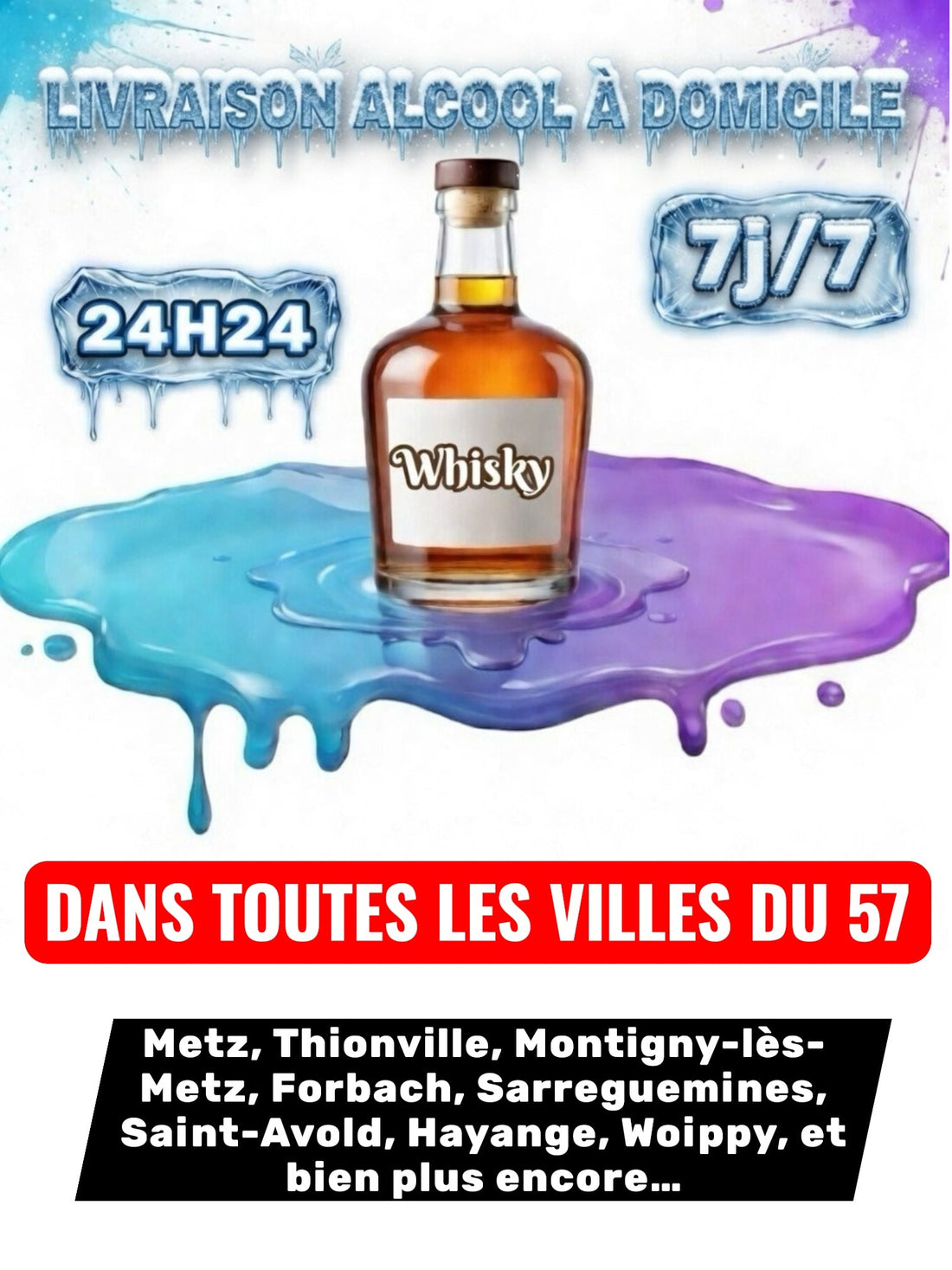 Livraison Alcool à Domicile Moselle (57) 24h/24 7j/7 en moins de 30 minutes
