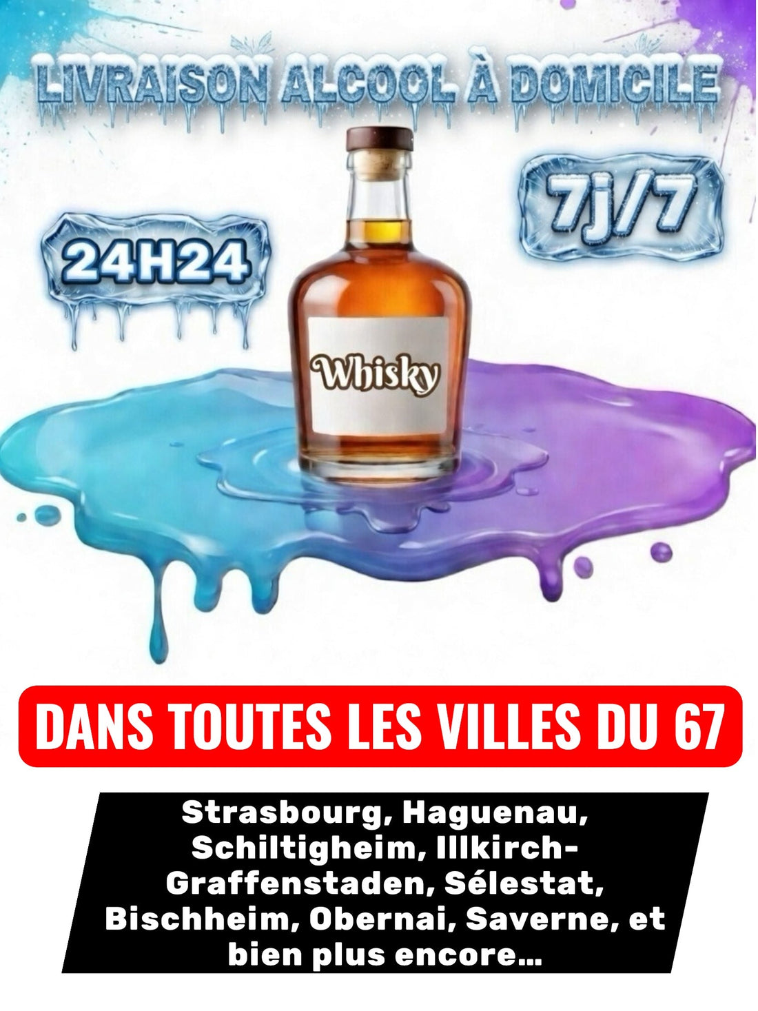 Livraison Alcool à Domicile Bas-Rhin (67) 24h/24 7j/7 en moins de 30 minutes