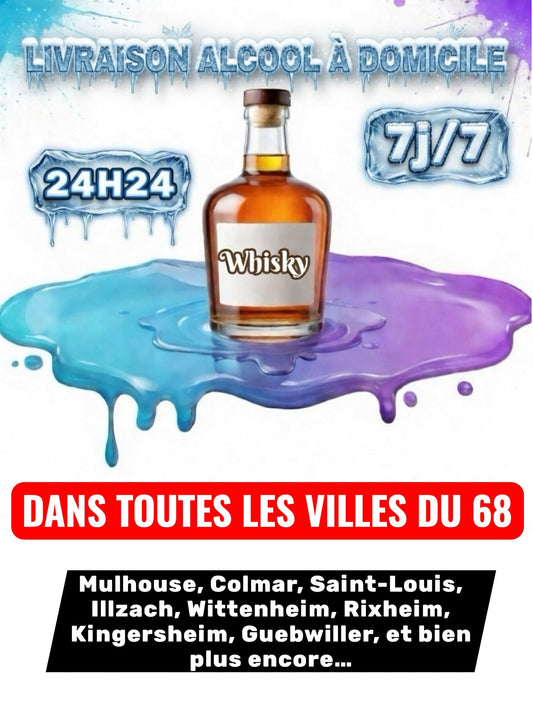 Livraison Alcool à Domicile Haut-Rhin (68) 24h/24 7j/7 en moins de 30 minutes